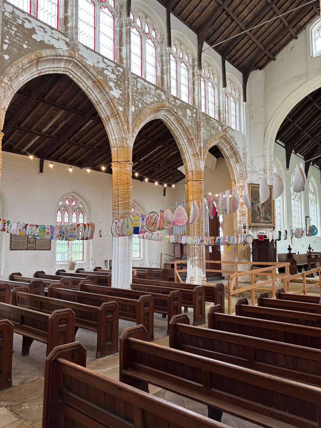 The church was decorated for Easter celebrations