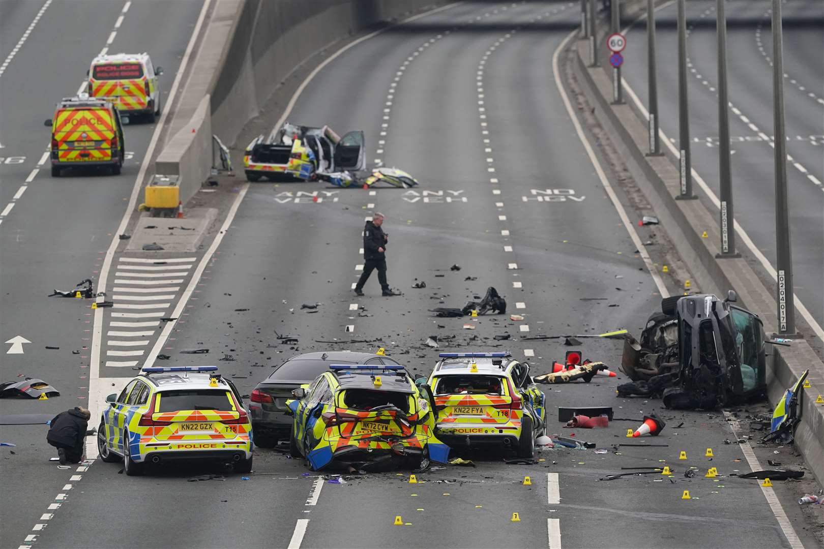 The A1 was closed in both directions (Owen Humphreys/PA)