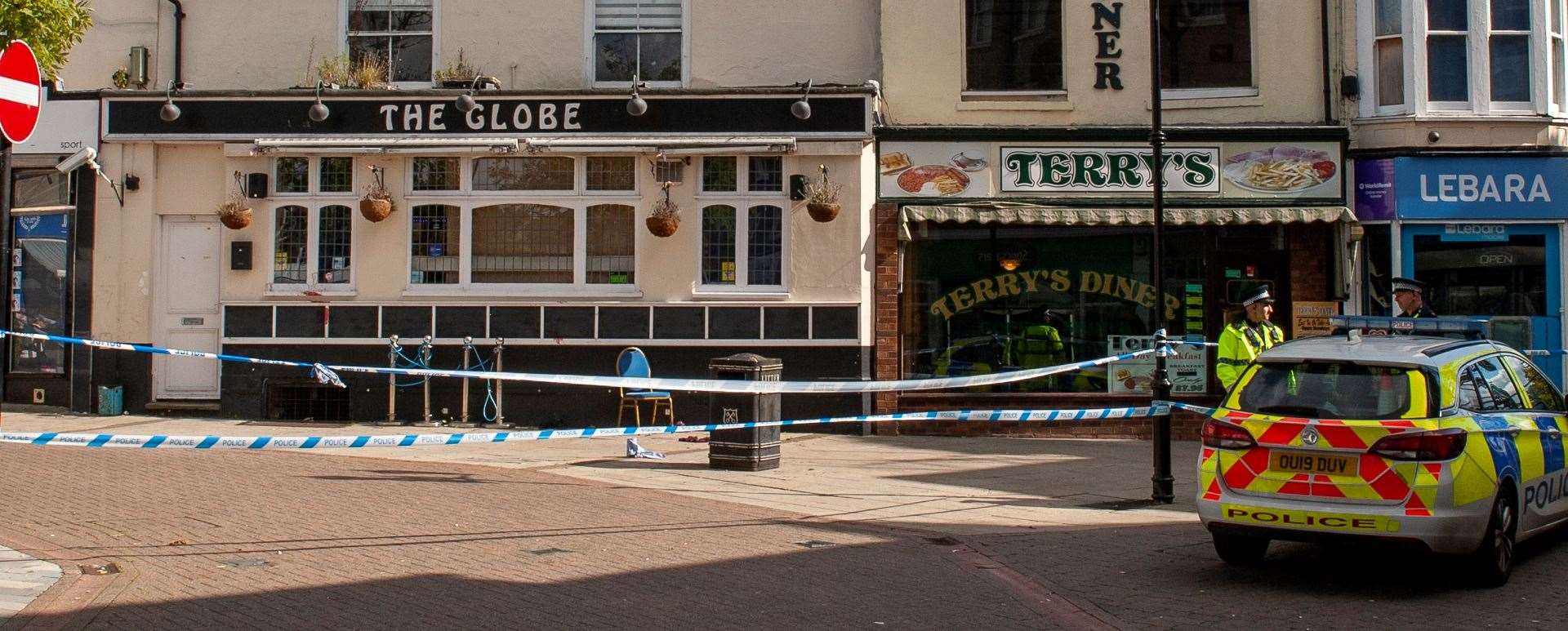 The area around The Globe in Wisbech's Market Place has been taped off today. Pictures: Michael Fysh