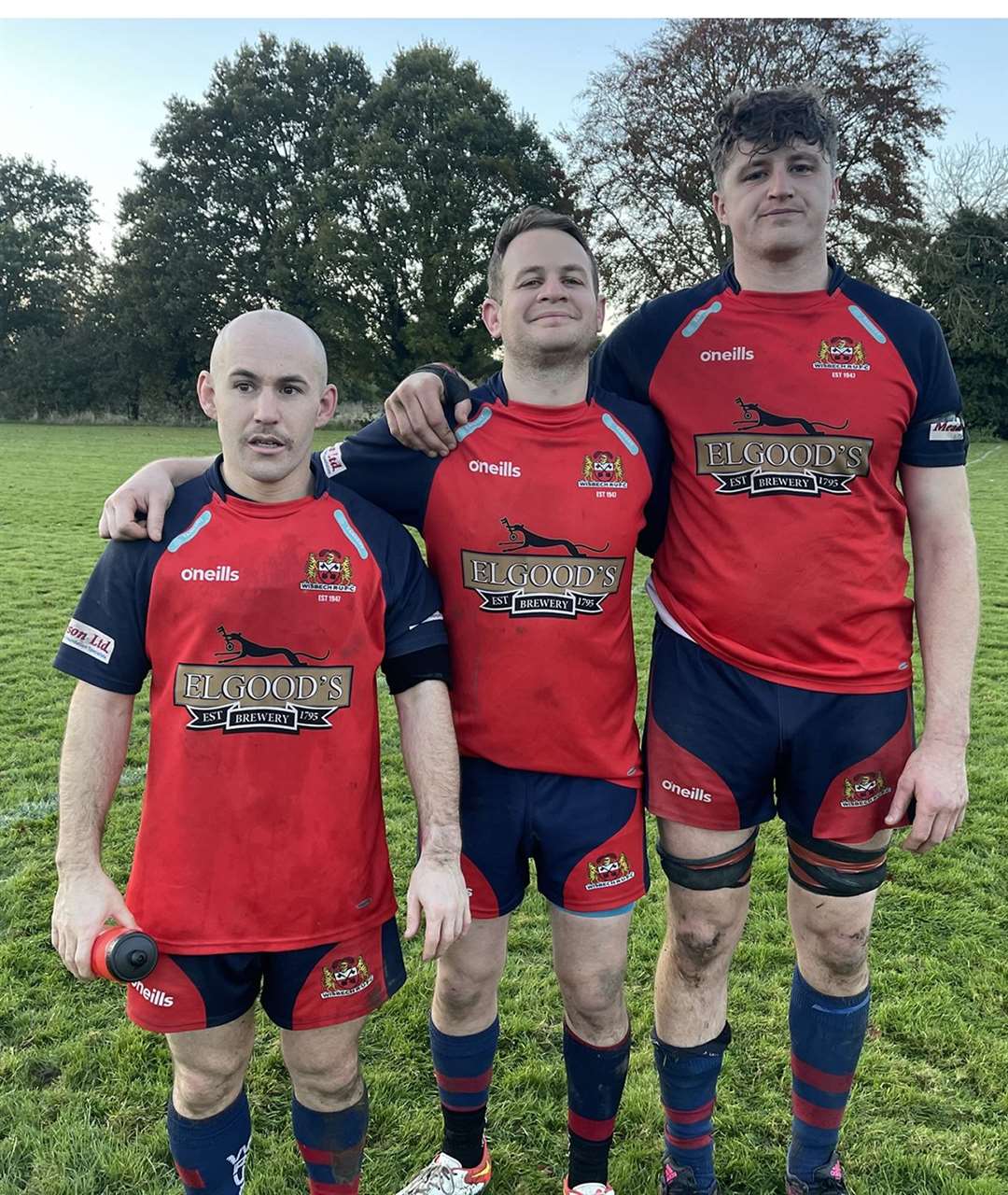 Try scorers Jack Malkin and James Napier with Man of the Match Solomon Prestidge. Picture: Andy Titmuss