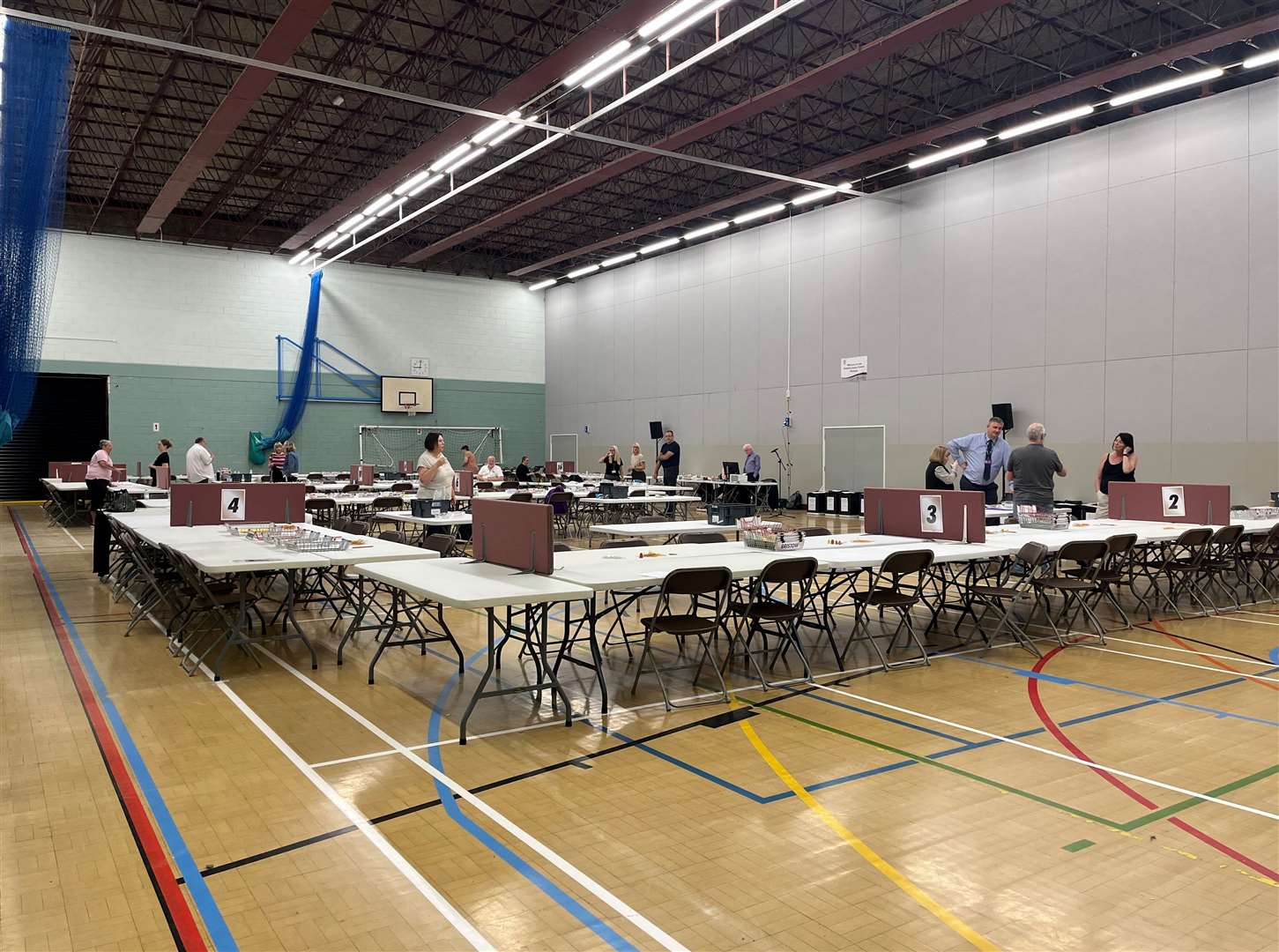 Ballot counters arriving at the Hudson Leisure Centre in Wisbech