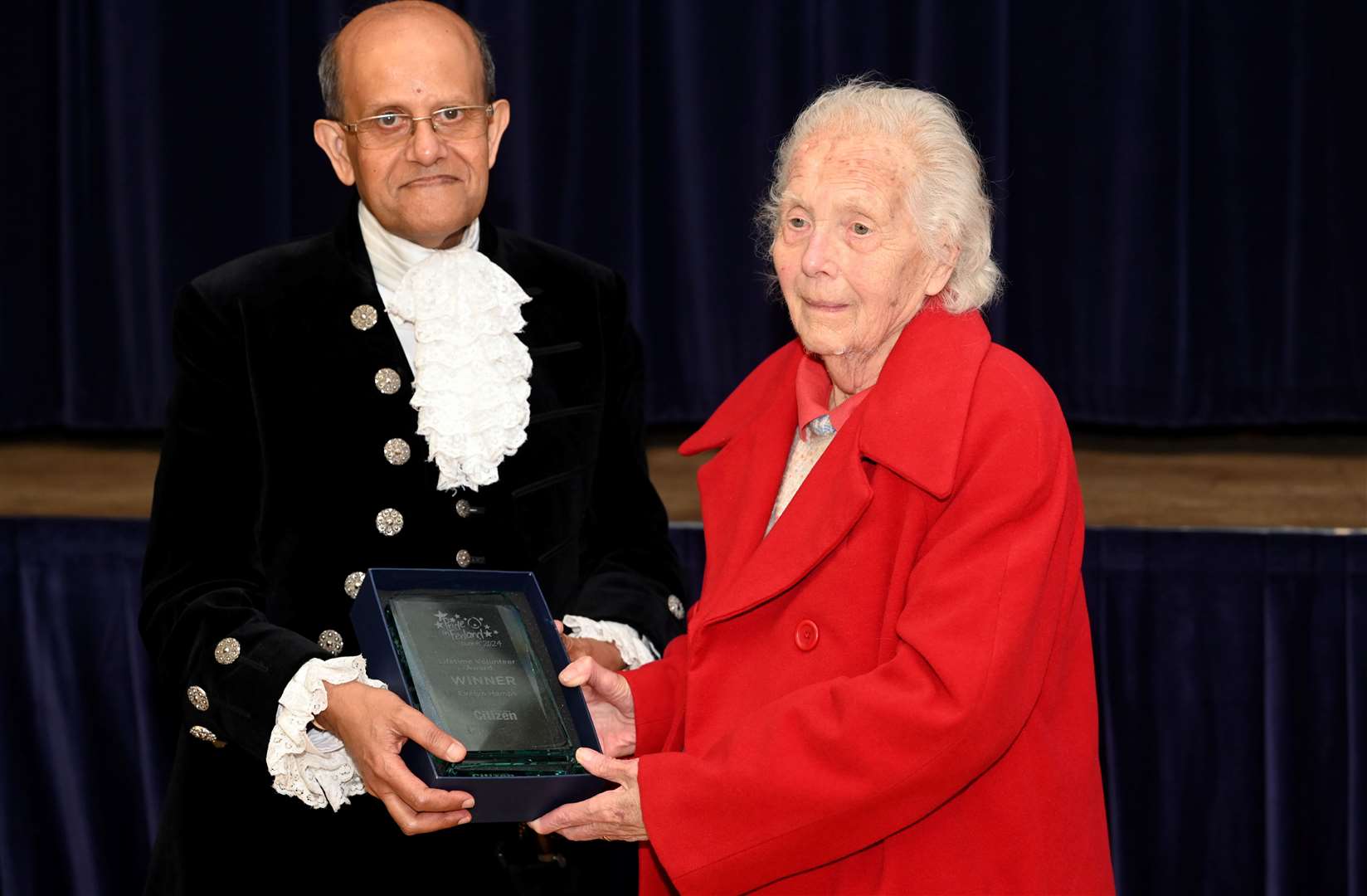 Pride in Fenland Awards night Special Category Awards presented by The High Sheriff Dr Khetani The Lifetime Award Evelyn Hamps