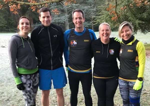 Brandon Parkrunners'Sarah Johnson, Graham, Jonny, Sarah Lamb and Jodie