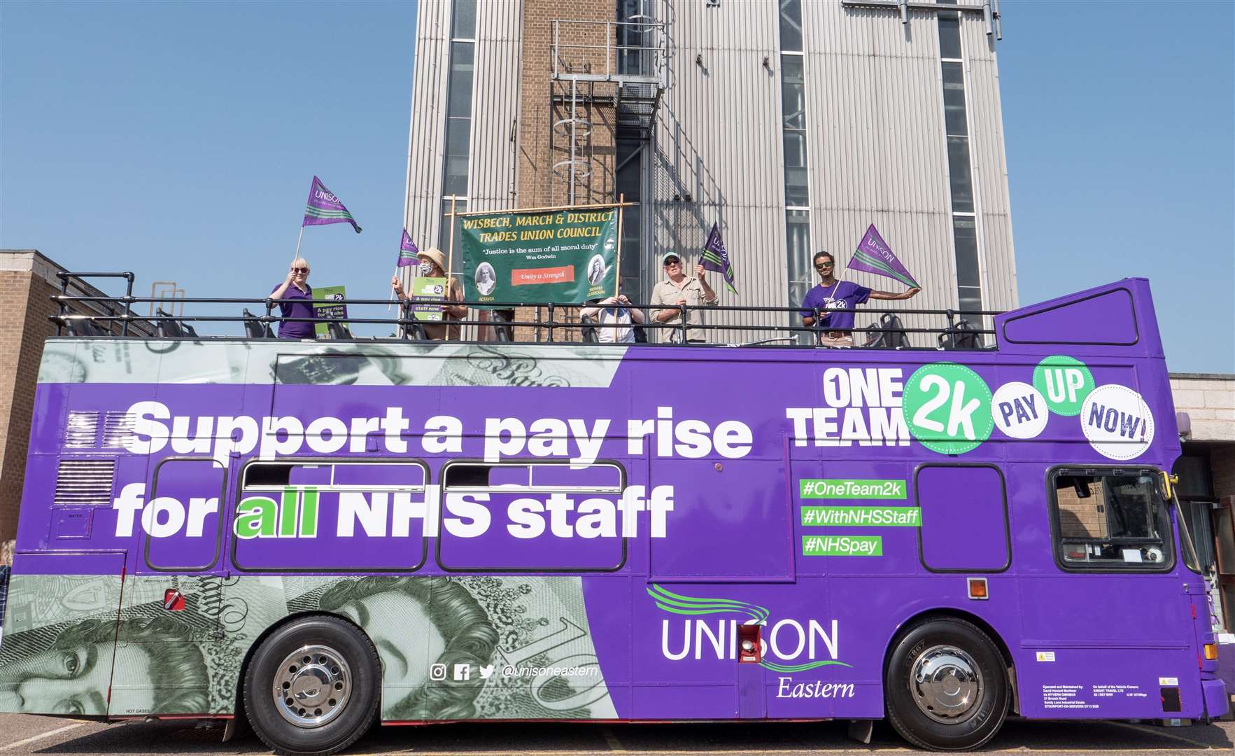 An NHS Pay bus tour of the East of England rolled into Wisbech on Tuesday with a stop at the North Cambs Hospital. (49473210)
