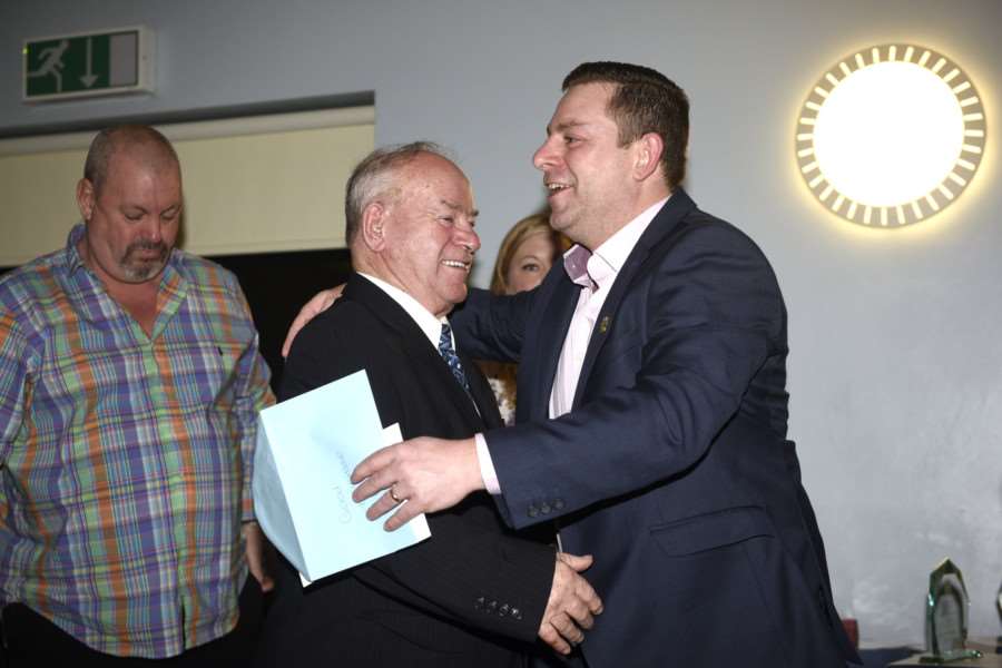 Wisbech's unsung heroes awards night at The Oasis Centre - Rex Venni is announced as the winner of the Good Neighbour Award by Councillor Andrew Lynn.