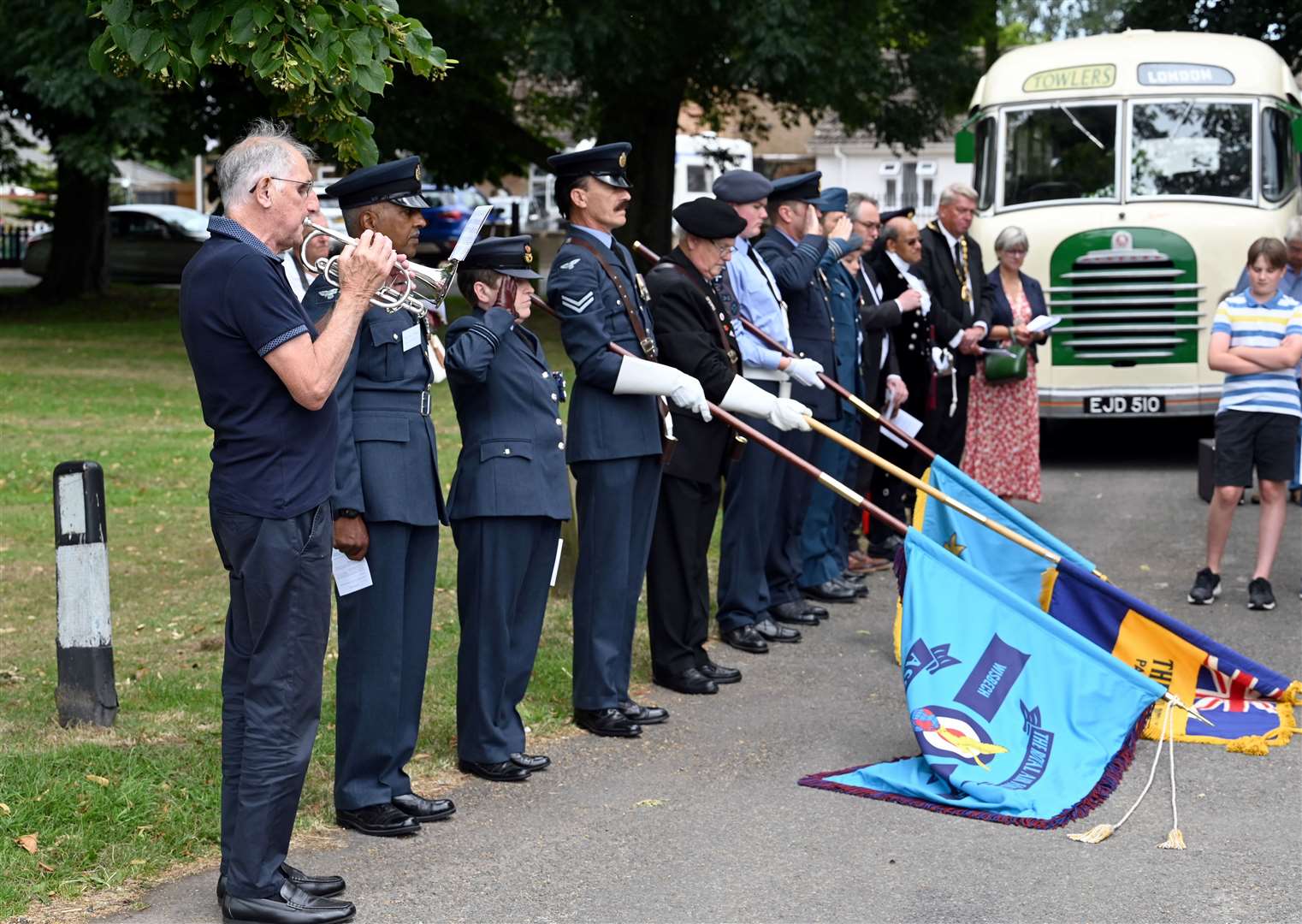 Unveling of a stone book at Parson Drove war memorial for those who died in a Lancseter plane at Sealeys Lane.