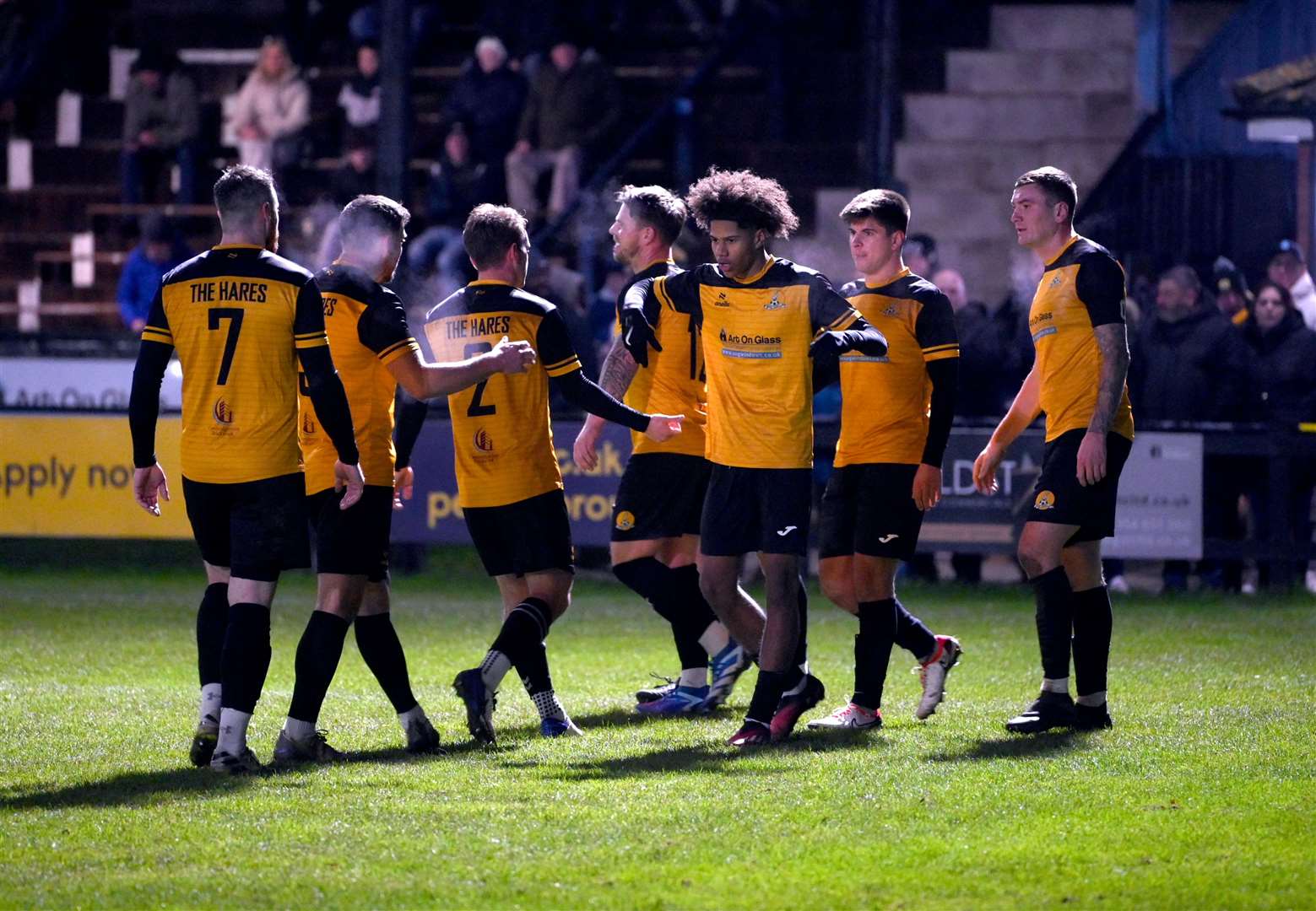 Celebrating Magic Smalls' late winner