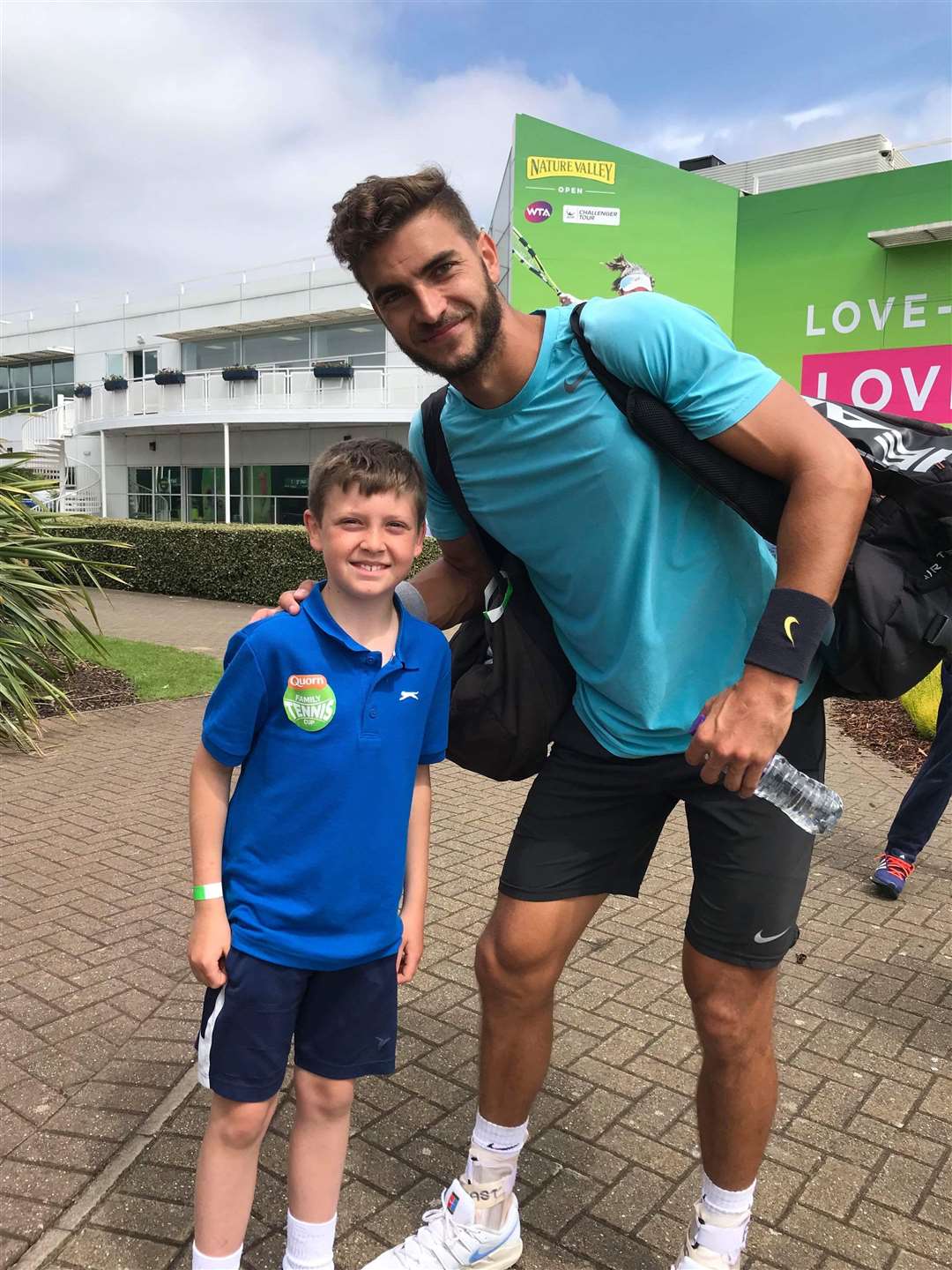 Ollie Beck with Tobias Simon at the Nature Valley Nottingham Open. (2483394)