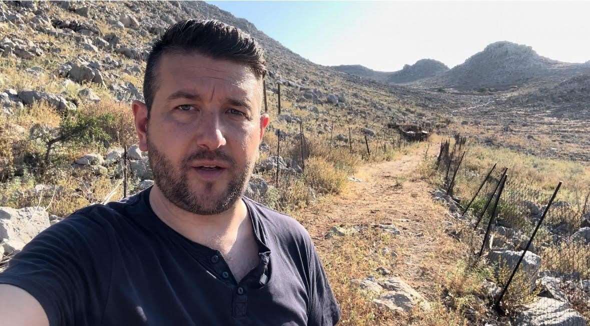 Journalist David Blackmore pictured on the path Dr Michael Mosley took as he left the village Pedi where he had been caught on CCTV. Photo: David Blackmore.