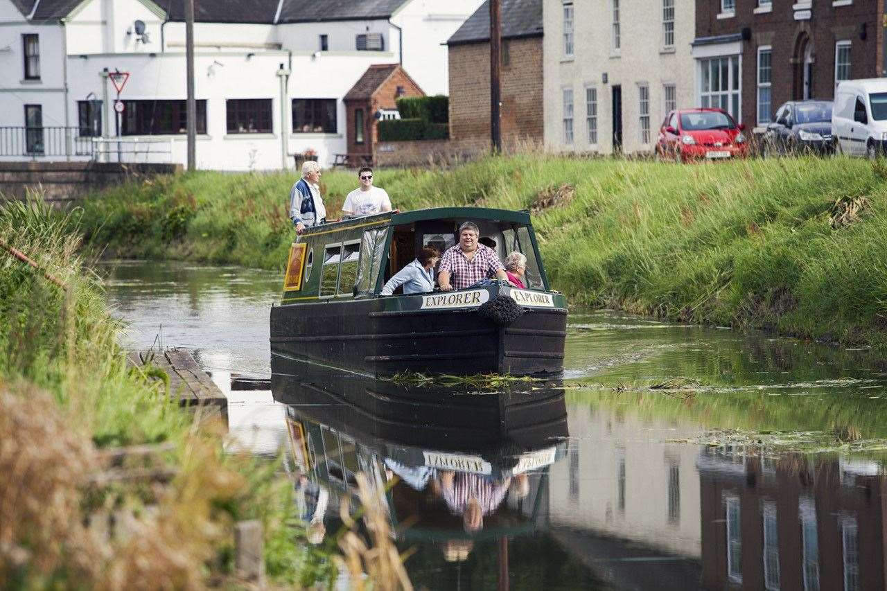 A family enjoys a day out on one of Fox's narrowboats. (54257578)