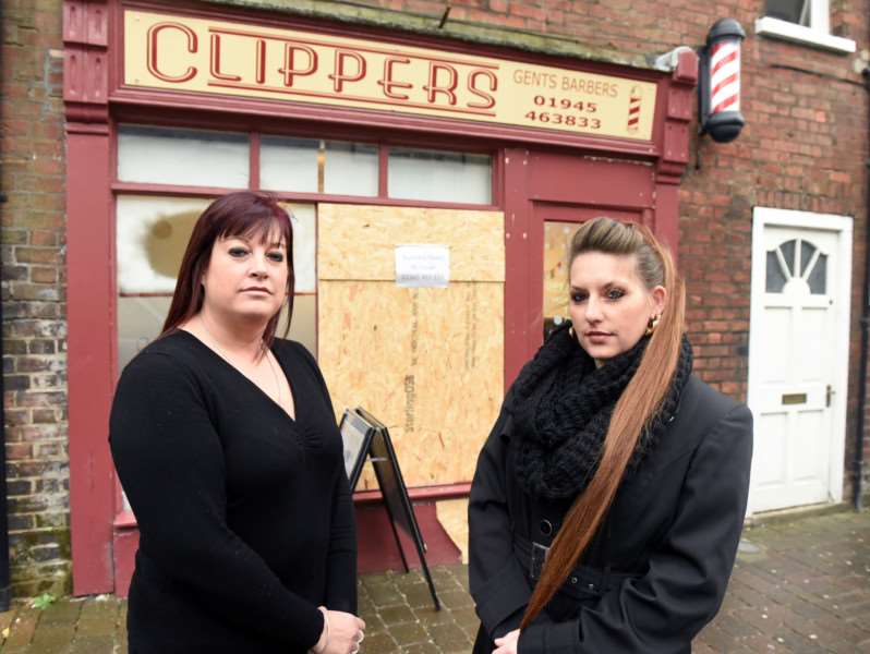 Clippers hair dressers in Wisbech where a car went through the shop front'Sophie Green and Charlie Hayes- Watts