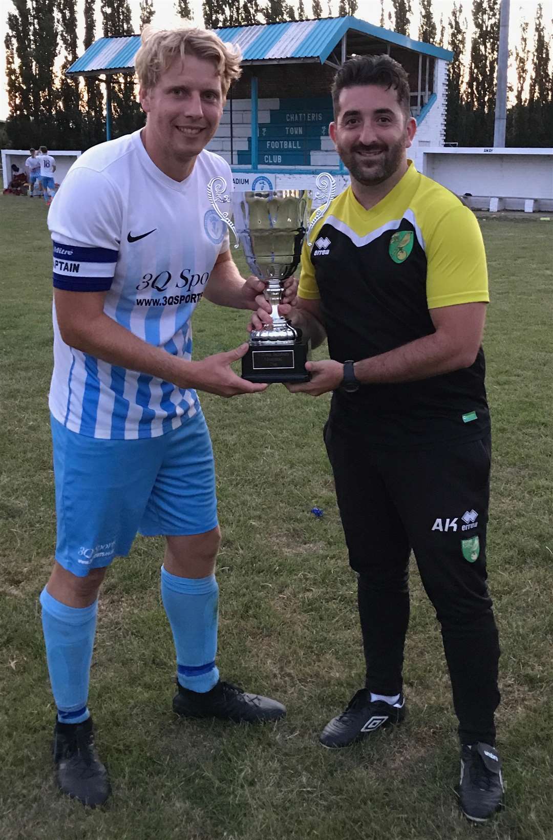 Howard and Kaufman holding Bill Salisbury Memorial Cup. (3565347)