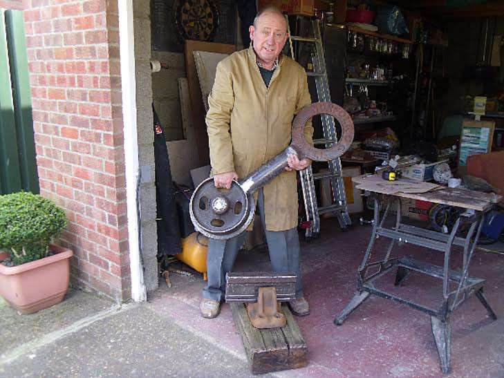 William Smith creates one of the mementos for the Wisbech to Upwell tramline