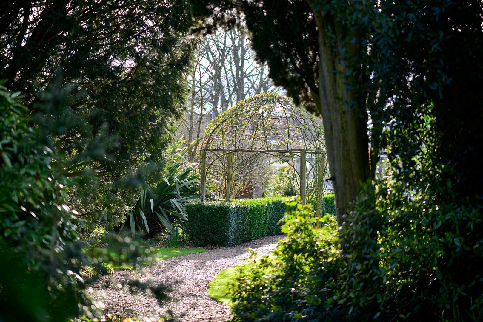 The rear garden in spring at Peckover House and Garden