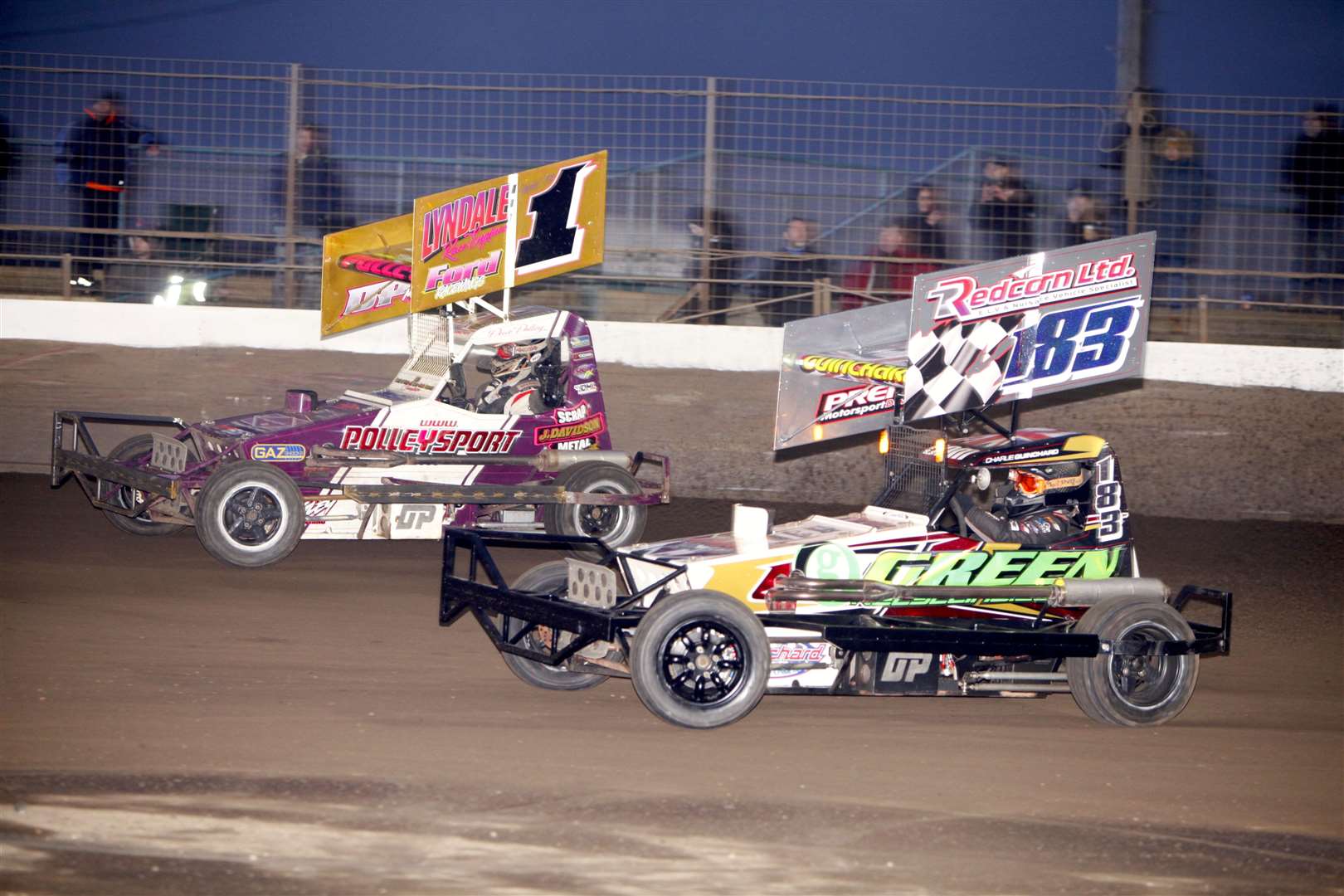 The meeting-long battle between World Champion 1 David Polley and Points Champion 183 Charlie Guinchard was one of the highlights of Saturday night (Image: Dave Bastock) (62828415)