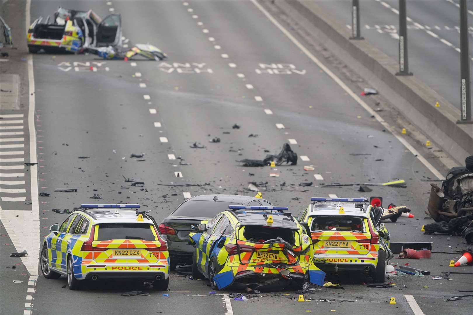 Police officers were injured in the major collision (Owen Humphreys/PA)