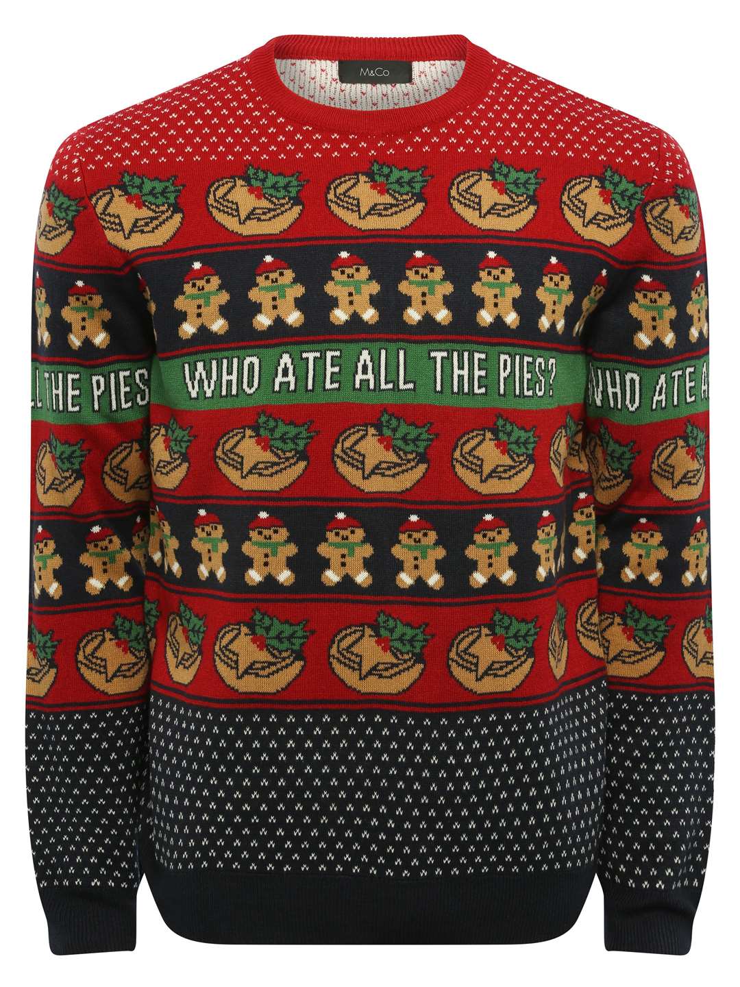 Who Ate All The Pies Christmas Jumper, £24.99 from M&Co