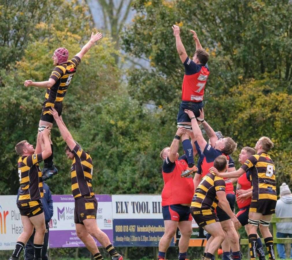 Brad Williams secures linout for Wisbech against Ely.