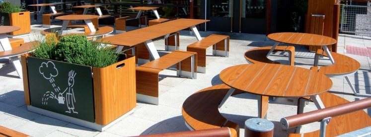 How the outdoor seating might have looked at the March McDonald's.
