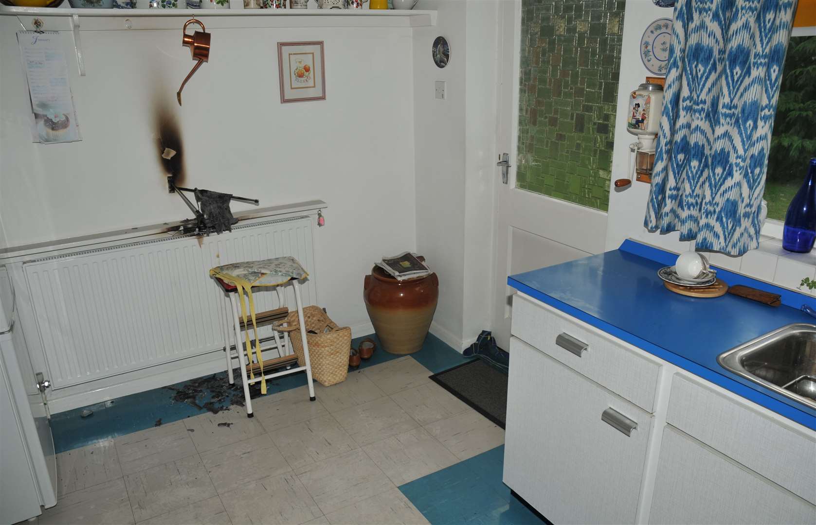 One of the seats of fire started at Mrs Crown’s home was in the kitchen