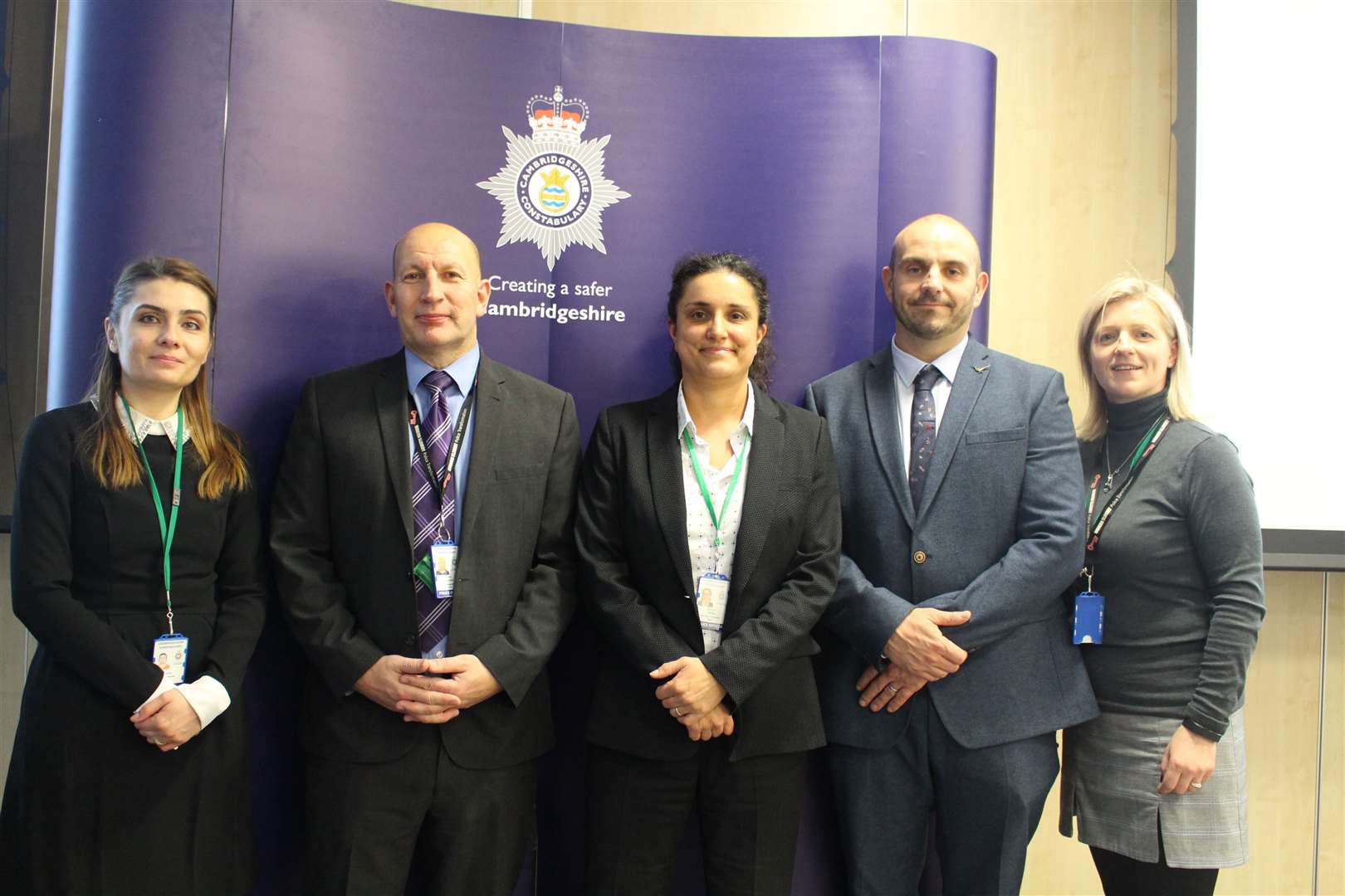 From left: Daniela Dumitrache, DS Chris Acourt, Detective Superintendent Rebecca Tipping, PC Nick Webber, PCSO Oksana Wood at the event. (26622788)