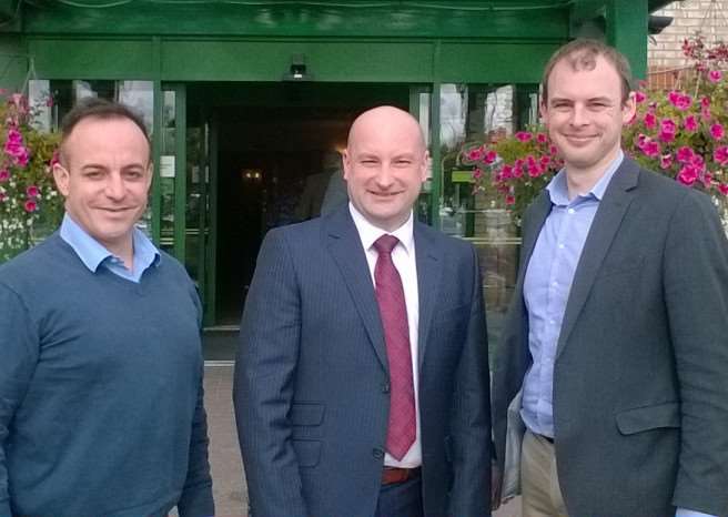 Conservative candidate for Police and Crime Commissioner for Lincolnshire Marc Jones (centre) with Sleaford and North Hykeham MP Stephen Phillips (left) and Boston and Skegness MP Matt Warman.