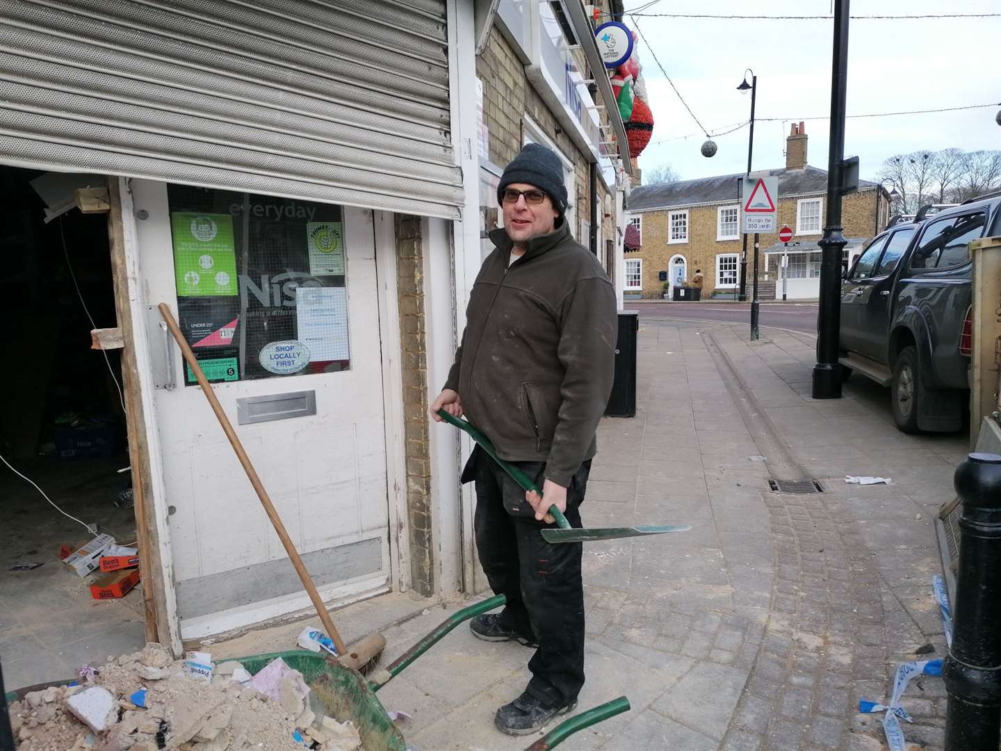 Ian Benney owns the shop and was on site to help with the clear up. (54143557)