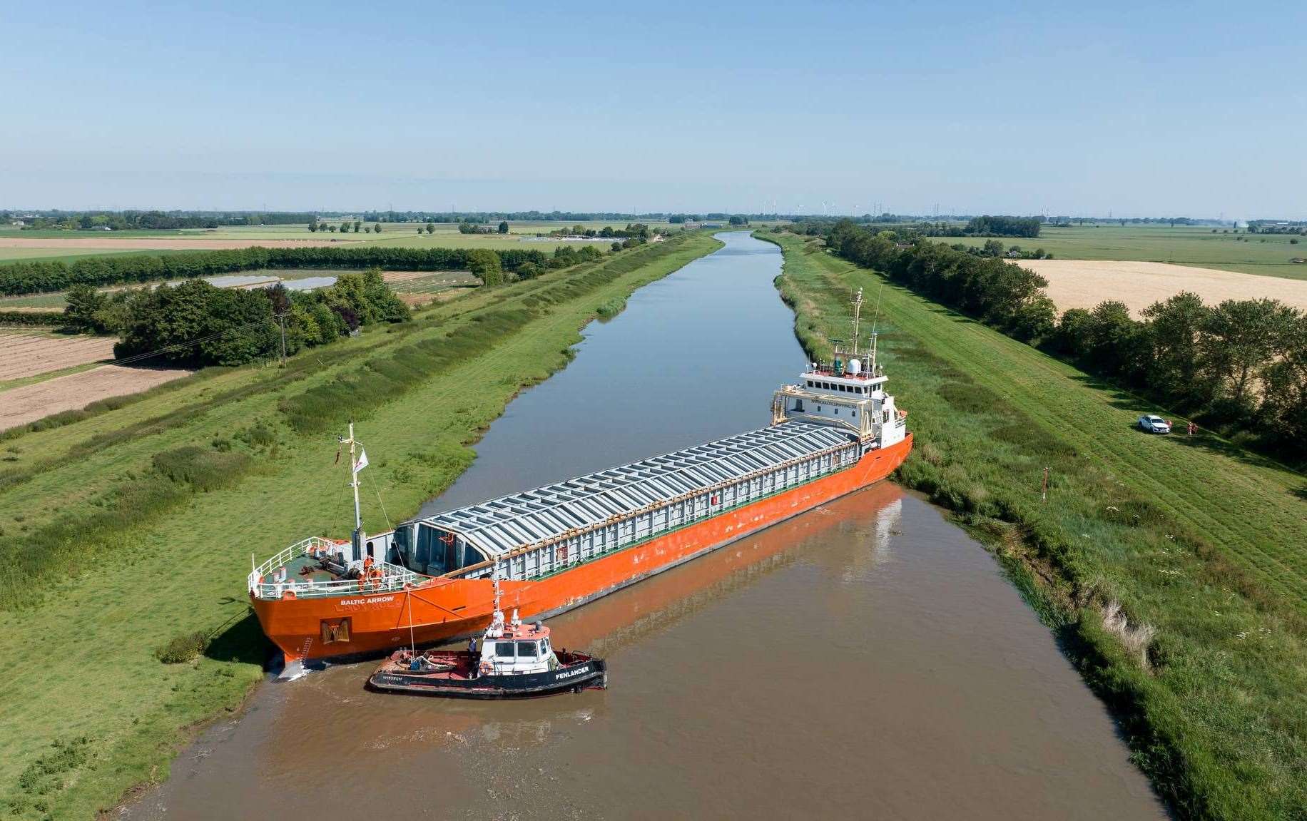 The Baltic Arrow in the River Nene, near West Walton PHOTO: drone people