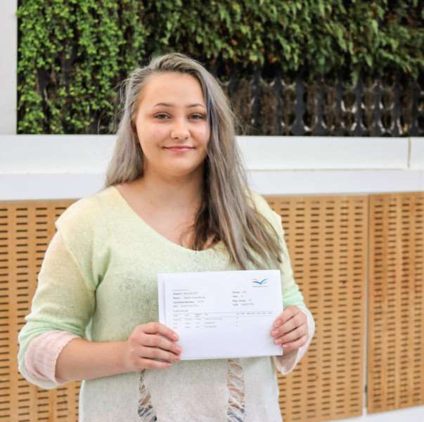 Abbie Murray with her results.