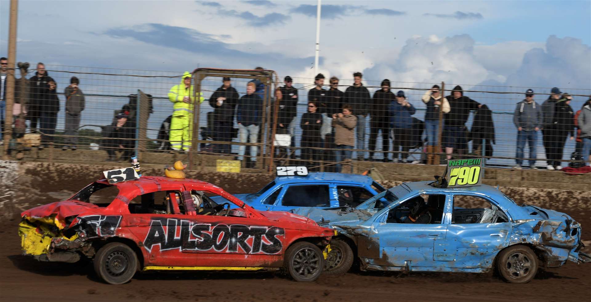 James Licquorice in action with 790 Nathan Young in the unlimited bangers on Saturday. Picture; Colin Casserley