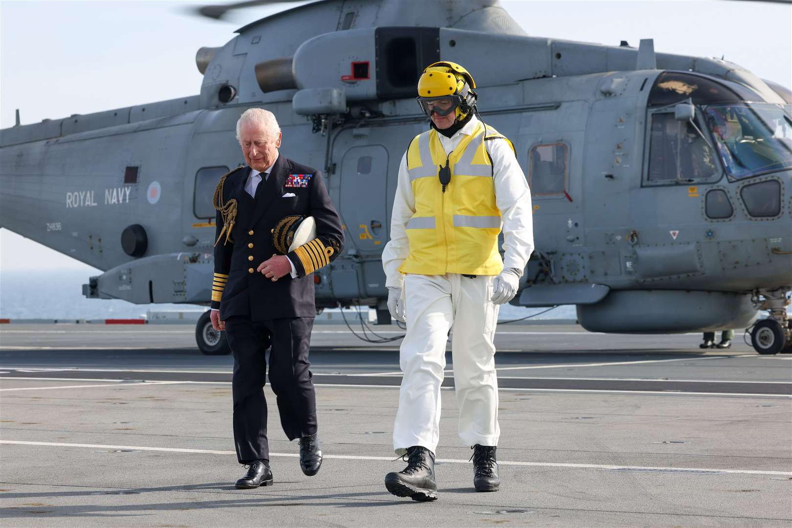 The King visiting HMS Prince of Wales last month (PO Phot Rory Arnold/PA)