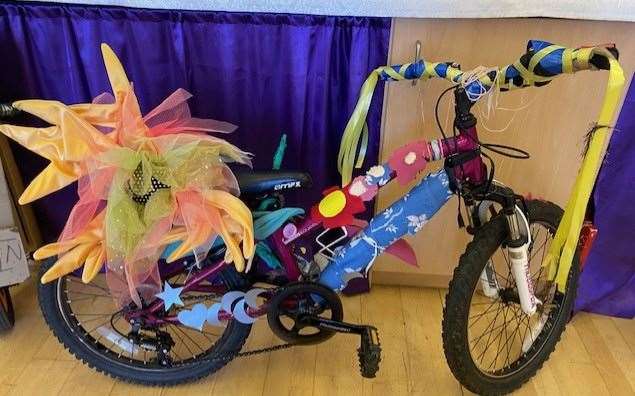 The children turned their bikes and scooters into characters