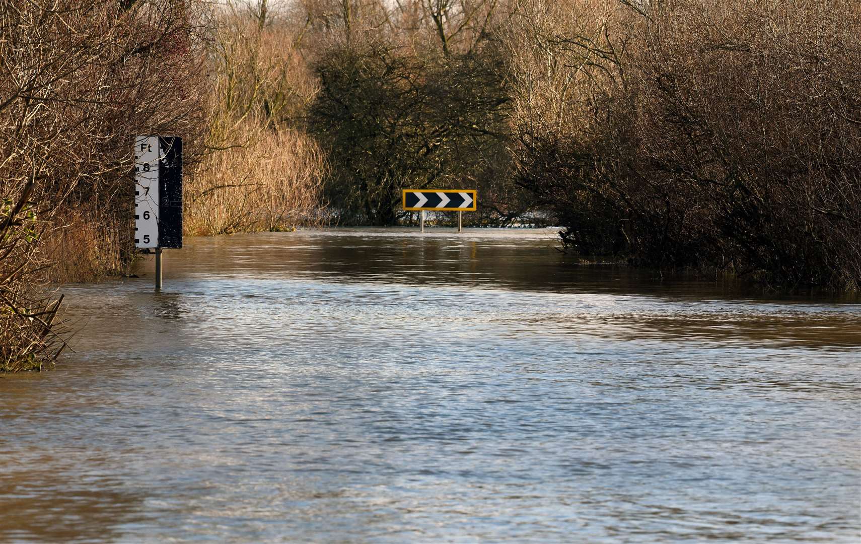 Floodwater on the road in December 2020. Picture: Paul Marsh