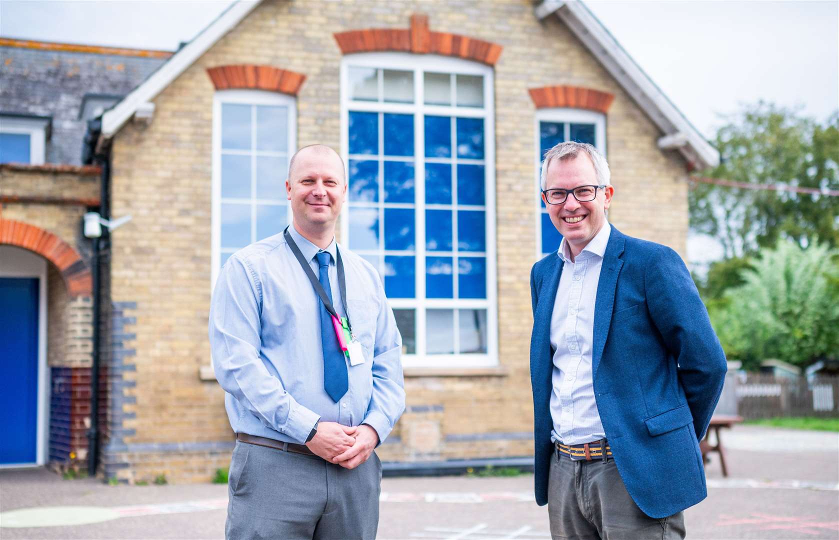 MP James Wild with Walpole Cross Keys Primary School assistant head teacher Bill Overton. Picture: Ian Burt/Barking Dog Media