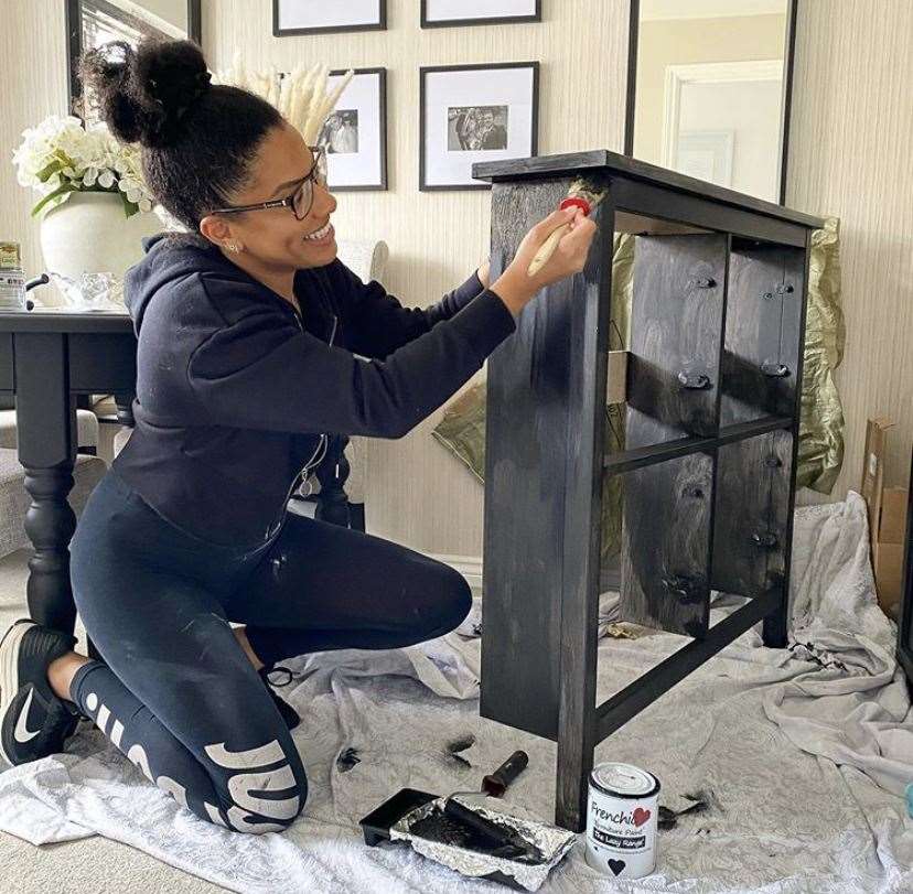 Shade working on one of her many DIY projects