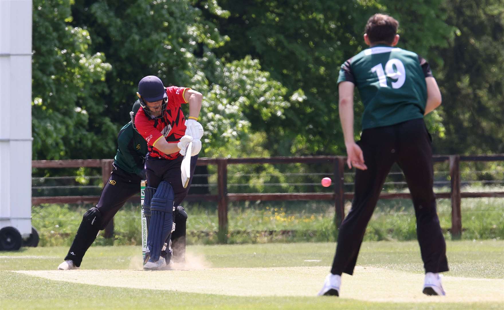 Captain James Williams on his way to making 42. Picture: Richard Marsham