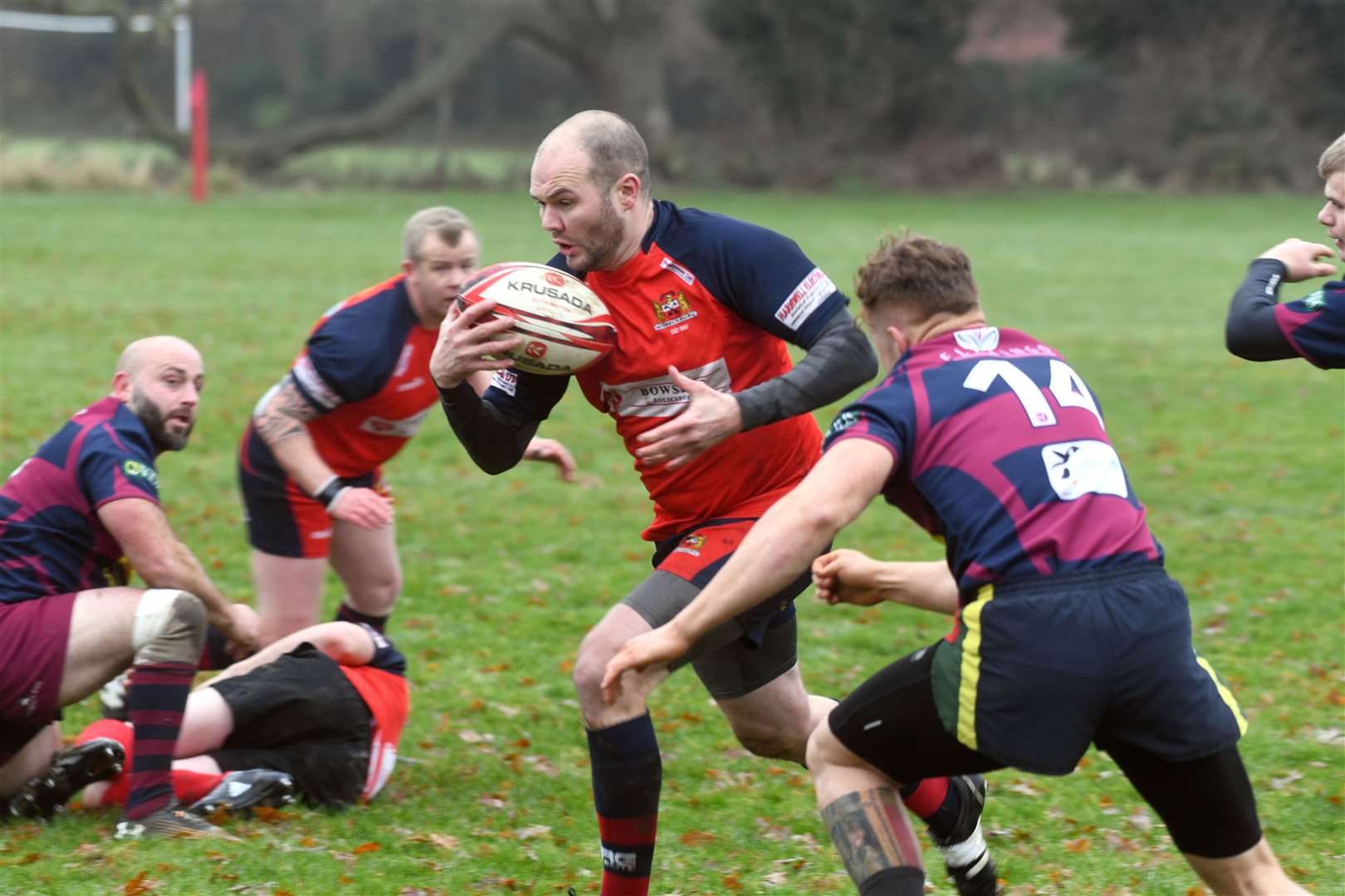 Wisbech v Spalding rugby action. (53807100)