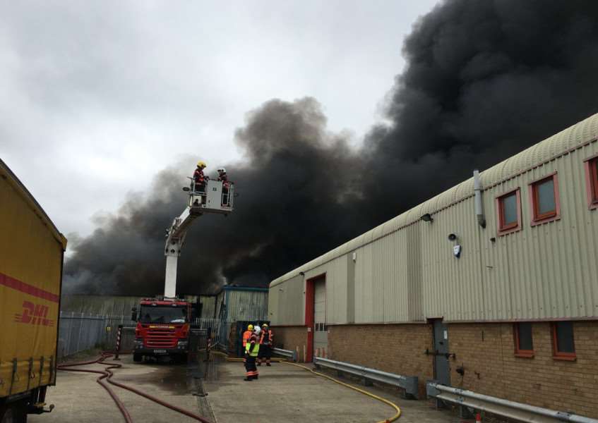 Fire crews tackling the Caxton Road blaze