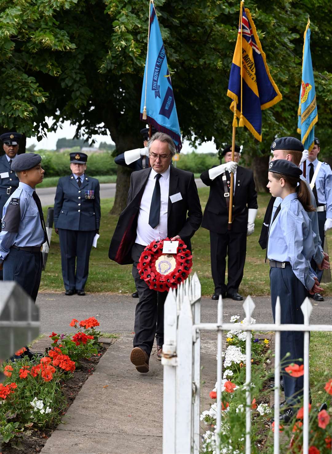 Unveling of a stone book at Parson Drove war memorial for those who died in a Lancseter plane at Sealeys Lane.