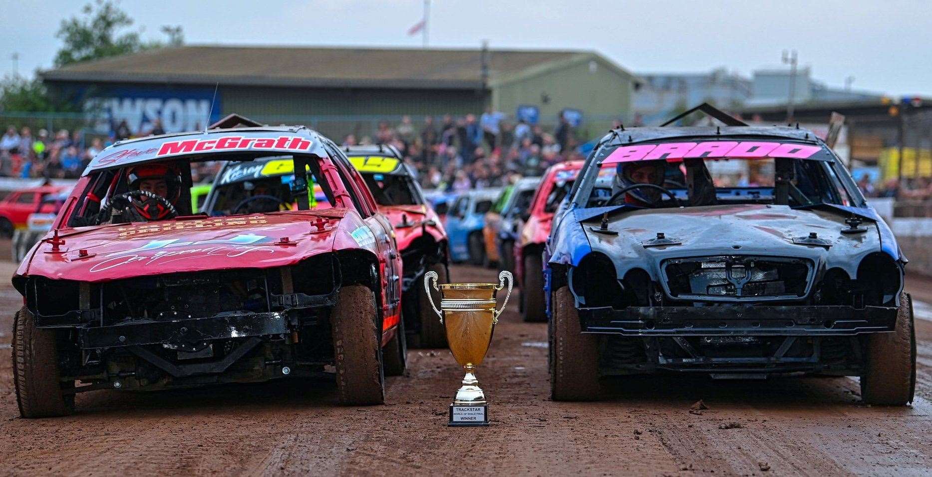 The calm before the storm as the grid is assembled with Ireland’s Steve McGrath and Wisbech’s Brad Bartram on the front row. Picture: Jim Harrod