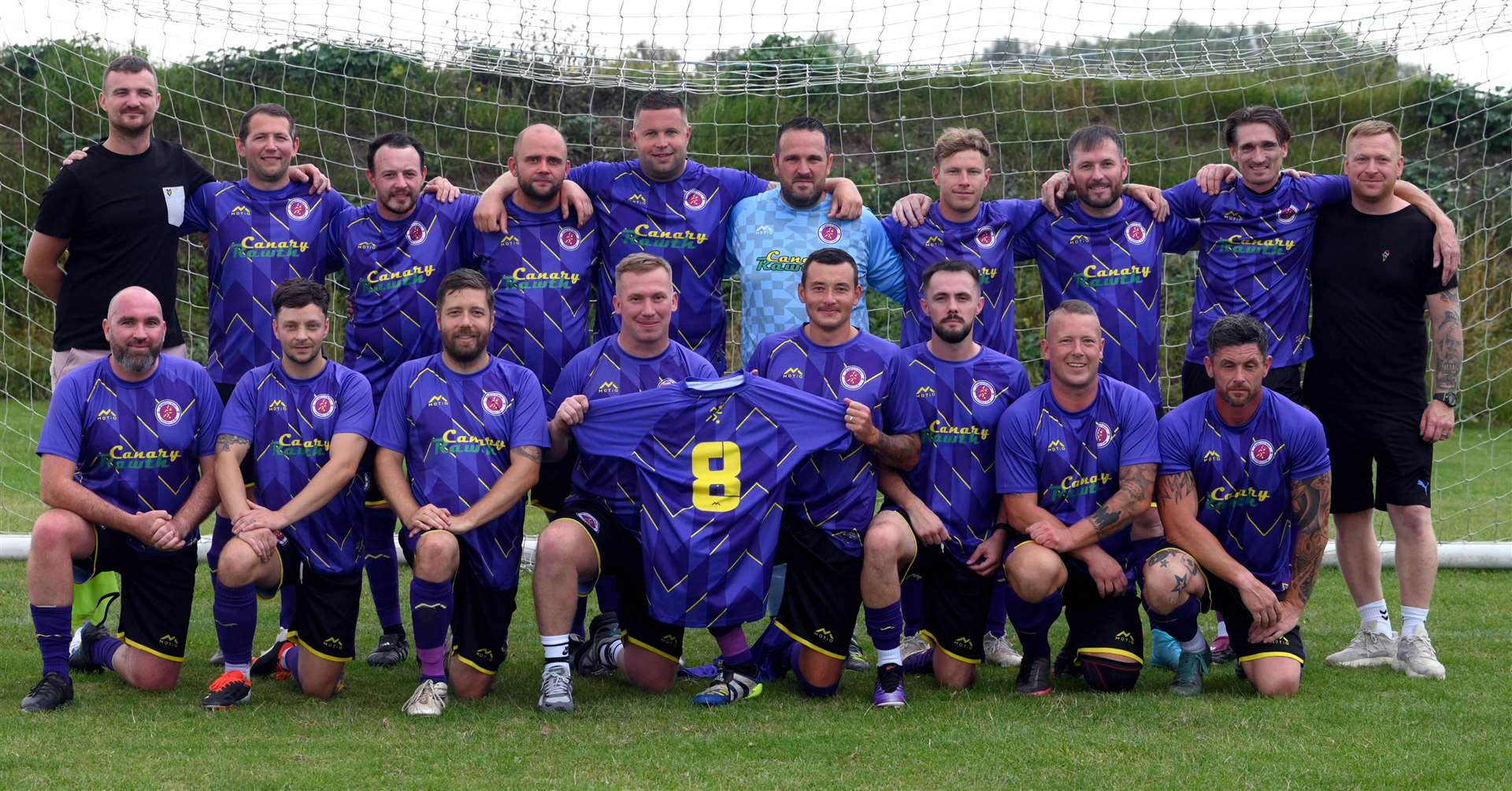 Newly-formed Wisbech St Mary B who made a winning start in memory of Darren Rawthorn at the weekend. Pictured back, from left, are: Ricky Bowden, Alex Holmes, Alex Lynn, Jesse Hemmings, Lee Chapman, James Spittlehouse, David Cooper, Billy Fowler, Kenny Walton, Stuart Ablett, Ryan Peacock. Front: Lewis Millar, Robbie Harris, Paul Richardson, 8 Darren Rawthorn, Michael Chow, Ricky Mason, Stuart Brown, Adam Key. Picture: Adam Fairbrother
