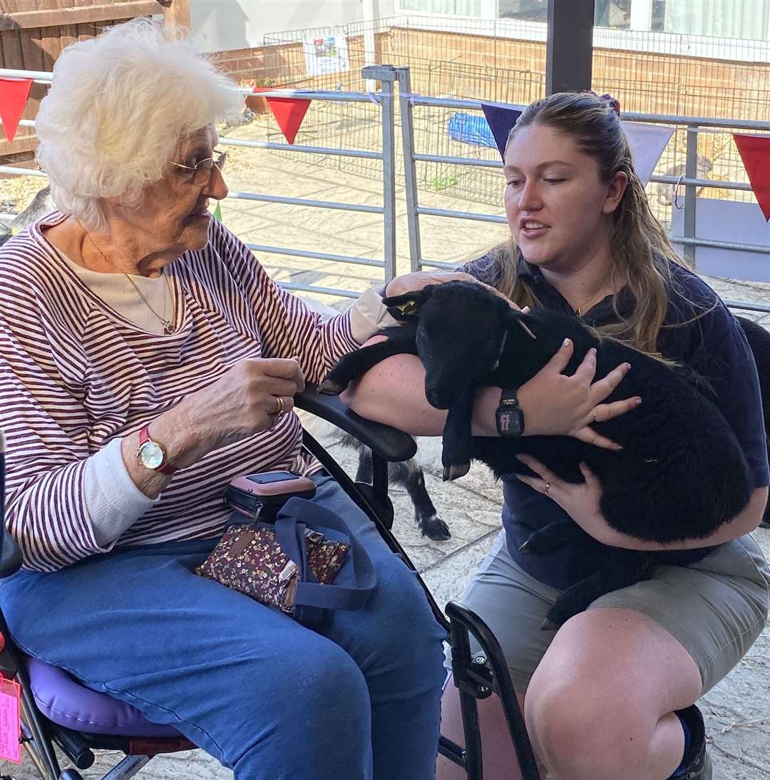 Residents enjoyed meeting the visiting animals