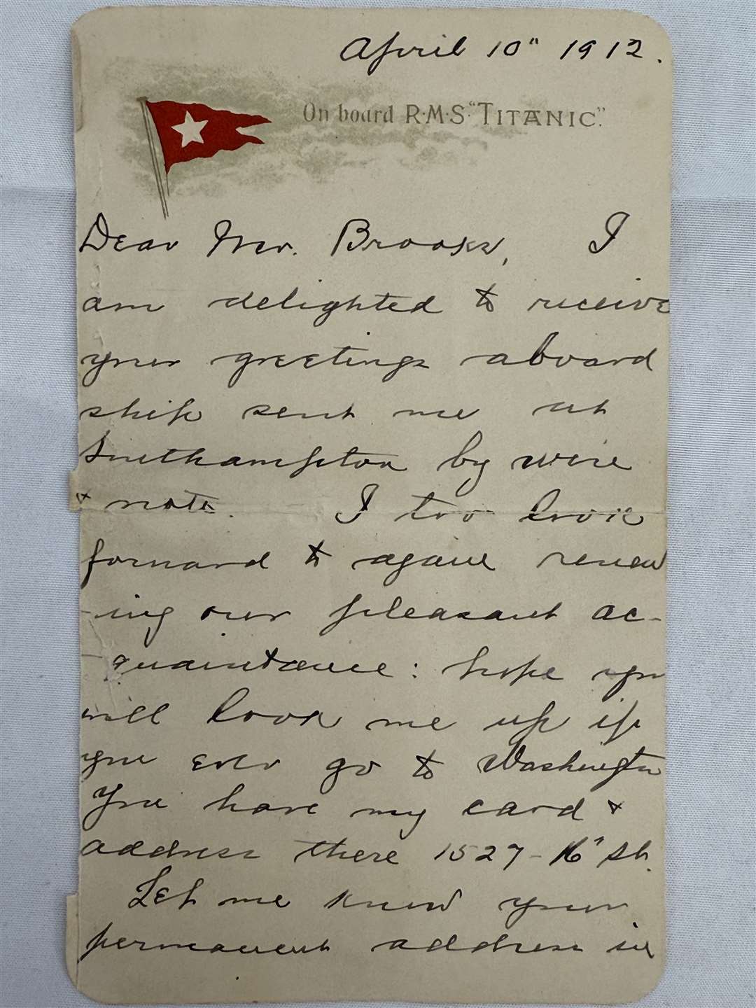 The letter was written by Colonel Archibald Gracie, who was a first class passenger on the Titanic, and is now known as one of the well-known survivors of the disaster (Henry Aldridge & Son/PA)