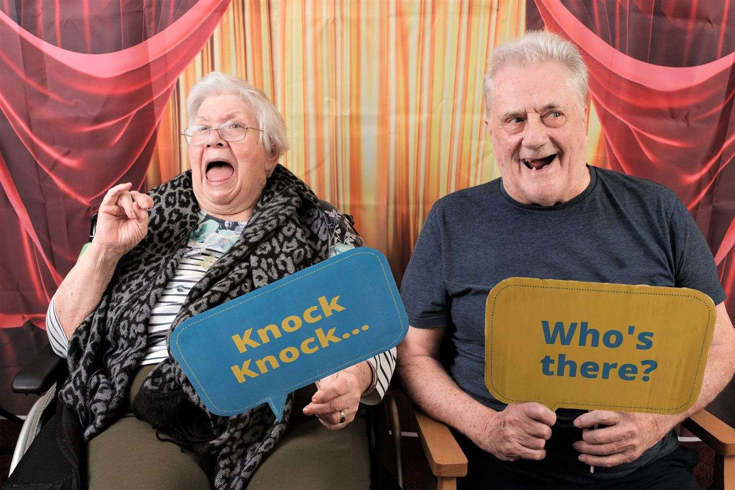 Residents Janet Tait and Michael Allison enjoy a joke together. (56472264)