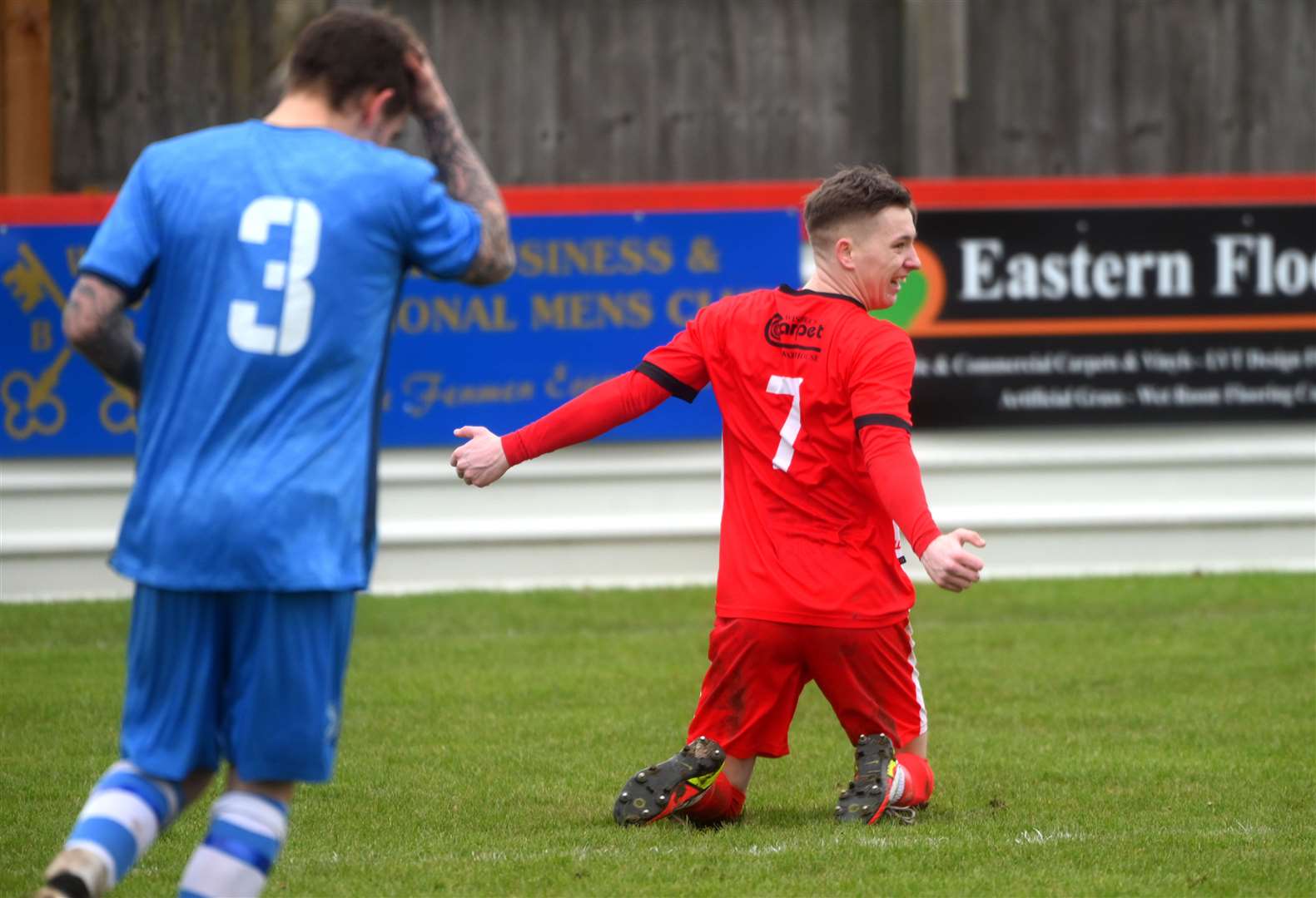 Wisbech Town celebrate going 1-0 up against Outwell Swifts