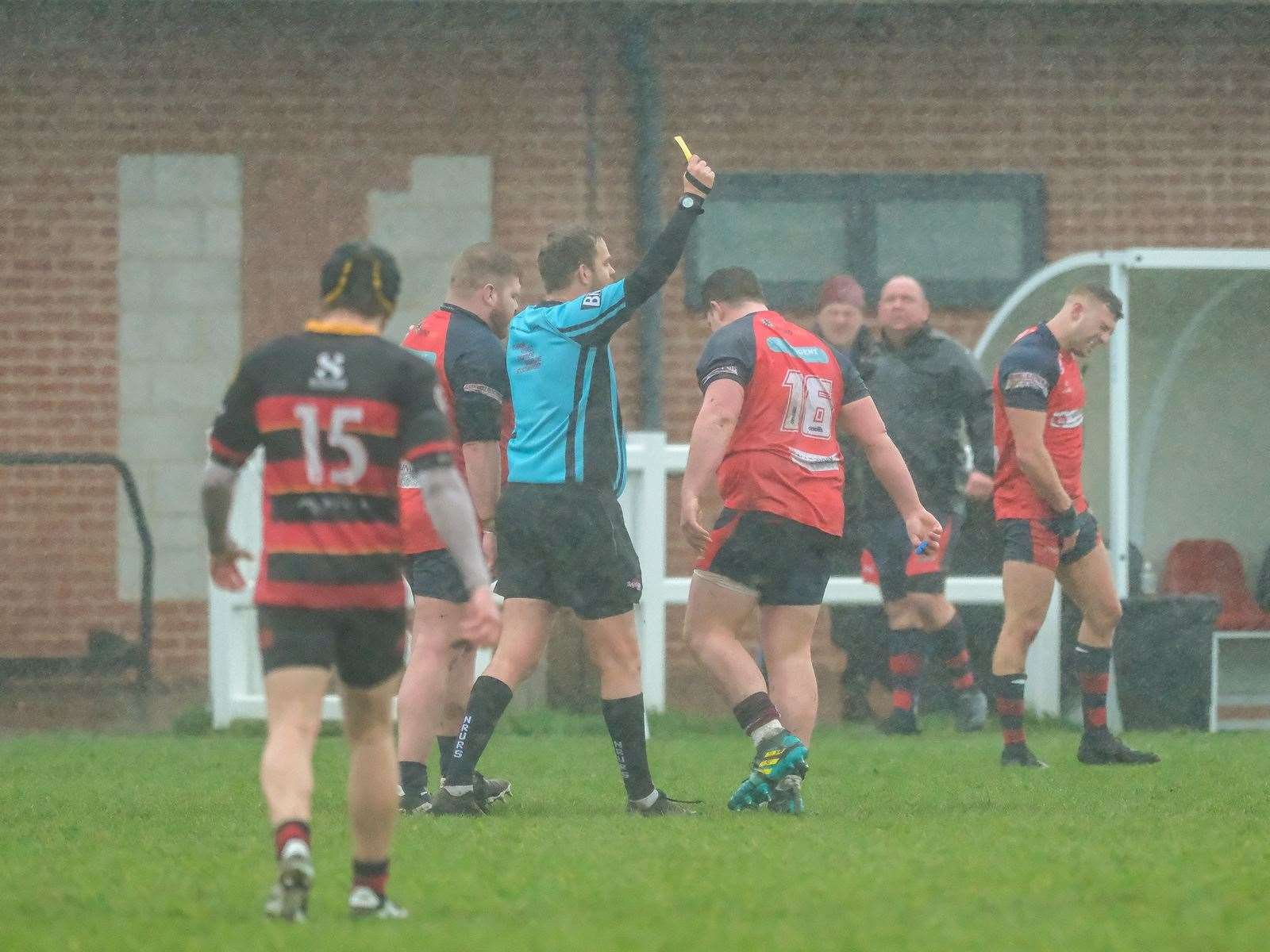 No 16 Jack Obey shown a yellow card after numerous team infringements. Picture: Andy Titmuss