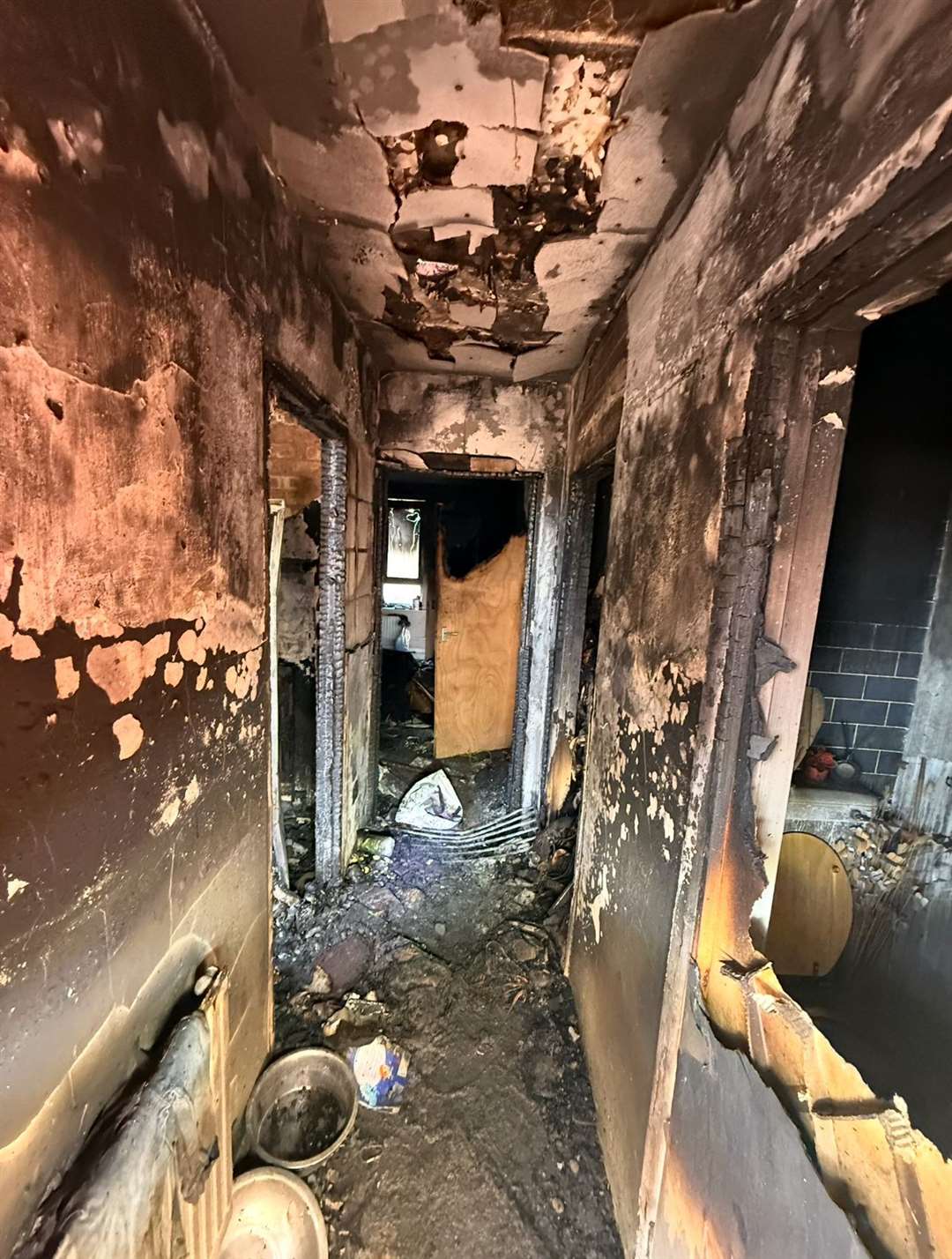 Inside Lisa's property, which has been destroyed by the fire
