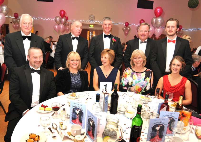 Alexandra Lodge Ladies Night at South Holland Centre, Spalding, where guests at the 'Worshipful Masters table are (back) Robert Halford, John Archibald, Worshipful Master Stephen Wells, Nick Dalton, Robert Dalton, (front) Charles Halford, Janet Archibald, Karen Wells, Frances Dalton and Amy Wells. Photo by Tim Wilson.
