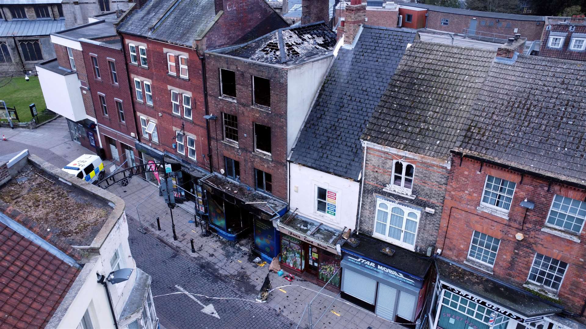 The aftermath of the fire at Cashino in the Market Place in Wisbech captured by photographer Adam Fairbrother.