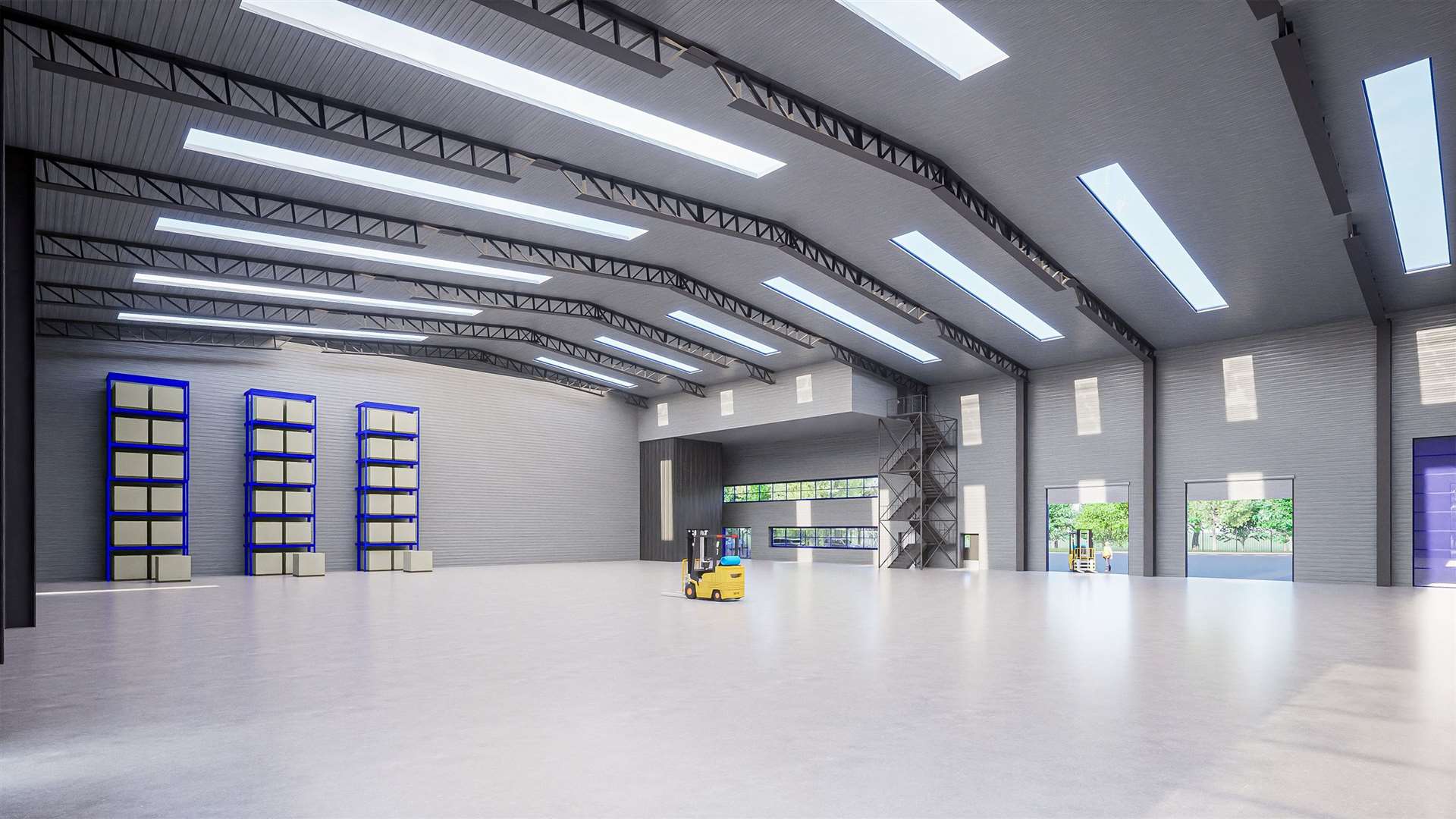 An image of how the inside of the warehouse will look.